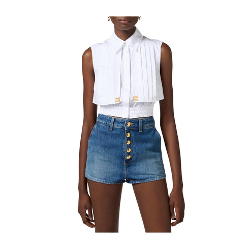 Elisabetta Franchi Camicia casual Camicia Donna cropped con logo Bianco - Francavilla Moda